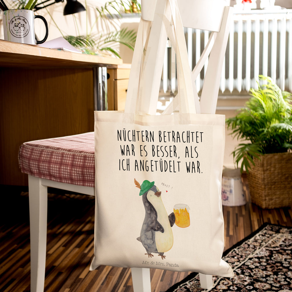 Tragetasche Pinguin Bier Beuteltasche, Beutel, Einkaufstasche, Jutebeutel, Stoffbeutel, Pinguin, Pinguine, Bier, Oktoberfest