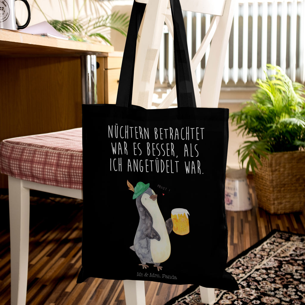 Tragetasche Pinguin Bier Beuteltasche, Beutel, Einkaufstasche, Jutebeutel, Stoffbeutel, Pinguin, Pinguine, Bier, Oktoberfest