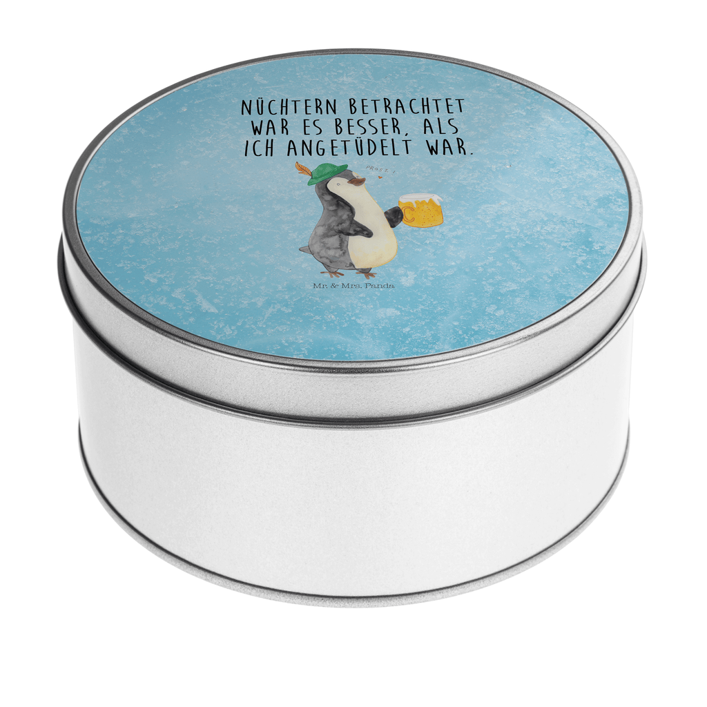 Blechdose rund Pinguin Bier Metalldose, Keksdose, Dose, Vorratsdose, Geschenkbox, Pinguin, Pinguine, Bier, Oktoberfest