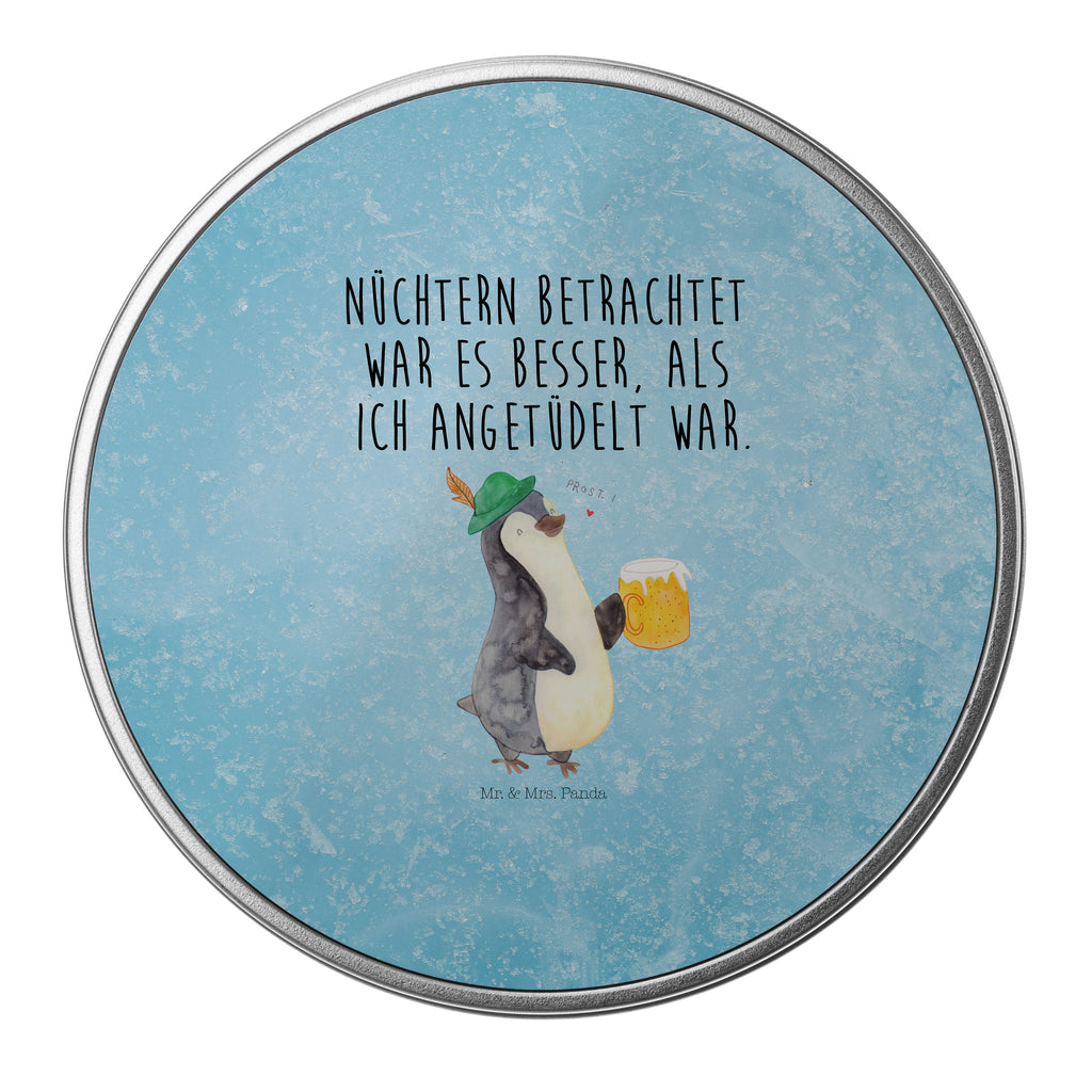 Blechdose rund Pinguin Bier Metalldose, Keksdose, Dose, Vorratsdose, Geschenkbox, Pinguin, Pinguine, Bier, Oktoberfest