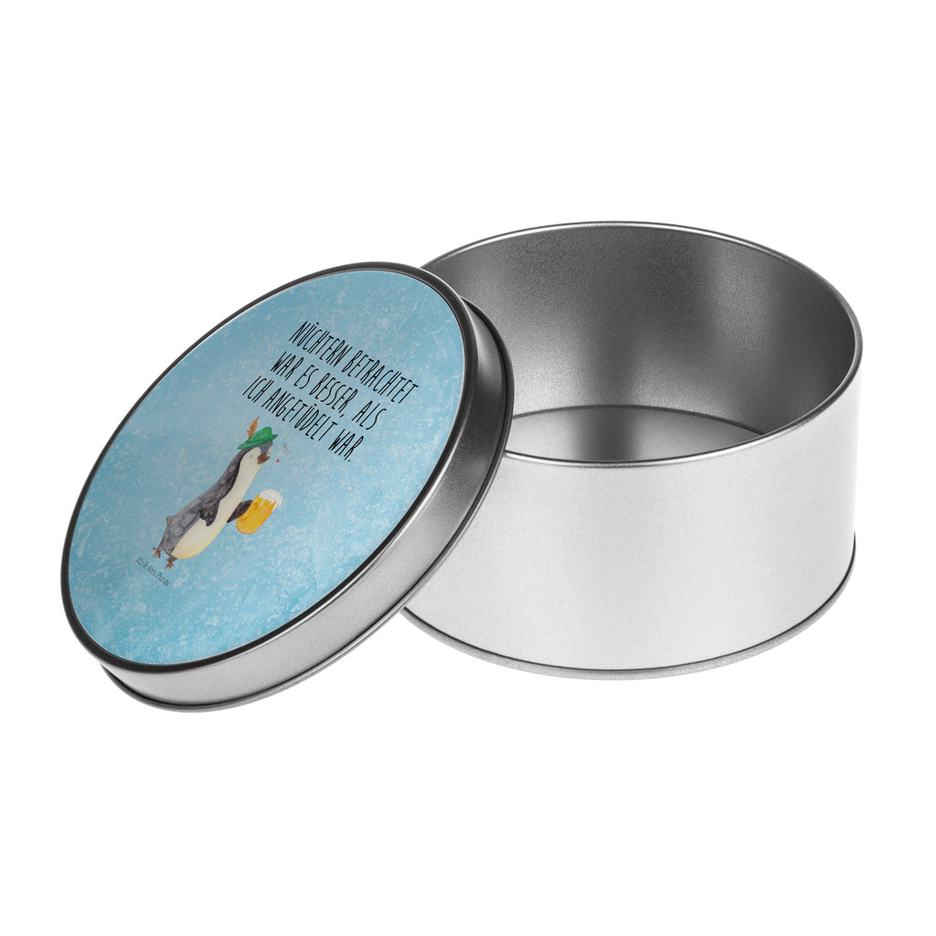 Blechdose rund Pinguin Bier Metalldose, Keksdose, Dose, Vorratsdose, Geschenkbox, Pinguin, Pinguine, Bier, Oktoberfest