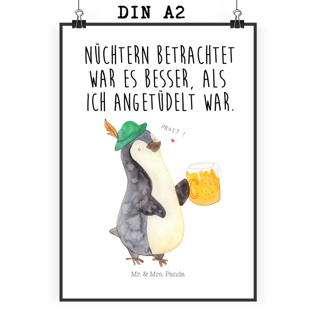 Poster Pinguin Bier Poster, Wandposter, Bild, Wanddeko, Küchenposter, Kinderposter, Wanddeko Bild, Raumdekoration, Wanddekoration, Handgemaltes Poster, Mr. & Mrs. Panda Poster, Designposter, Kunstdruck, Posterdruck, Pinguin, Pinguine, Bier, Oktoberfest