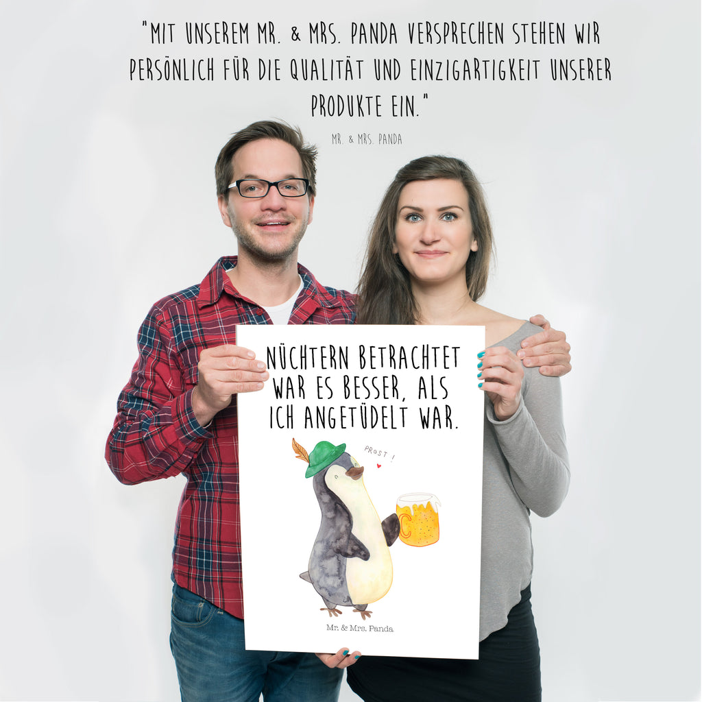 Poster Pinguin Bier Poster, Wandposter, Bild, Wanddeko, Küchenposter, Kinderposter, Wanddeko Bild, Raumdekoration, Wanddekoration, Handgemaltes Poster, Mr. & Mrs. Panda Poster, Designposter, Kunstdruck, Posterdruck, Pinguin, Pinguine, Bier, Oktoberfest