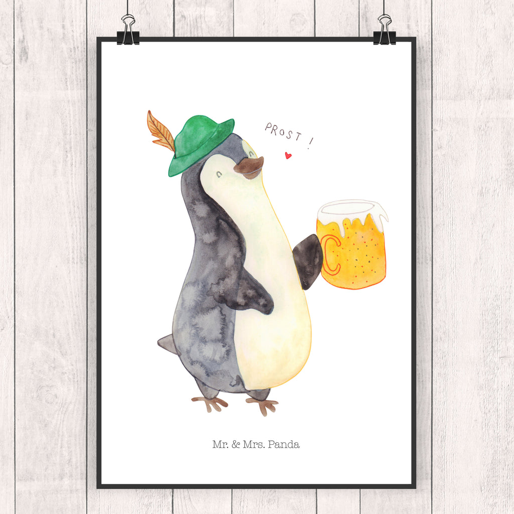 Poster Pinguin Bier Poster, Wandposter, Bild, Wanddeko, Küchenposter, Kinderposter, Wanddeko Bild, Raumdekoration, Wanddekoration, Handgemaltes Poster, Mr. & Mrs. Panda Poster, Designposter, Kunstdruck, Posterdruck, Pinguin, Pinguine, Bier, Oktoberfest