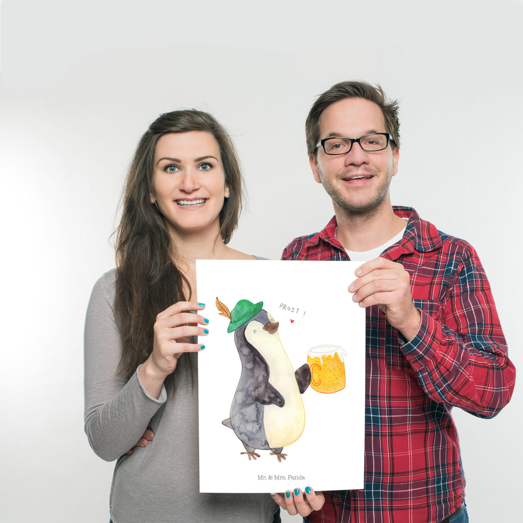 Poster Pinguin Bier Poster, Wandposter, Bild, Wanddeko, Küchenposter, Kinderposter, Wanddeko Bild, Raumdekoration, Wanddekoration, Handgemaltes Poster, Mr. & Mrs. Panda Poster, Designposter, Kunstdruck, Posterdruck, Pinguin, Pinguine, Bier, Oktoberfest