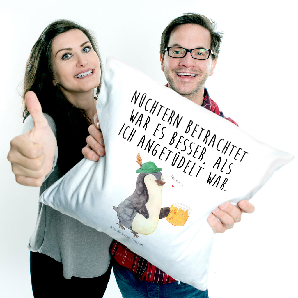 40x40 Kissen Pinguin Bier Kissenhülle, Kopfkissen, Sofakissen, Dekokissen, Motivkissen, Pinguin, Pinguine, Bier, Oktoberfest