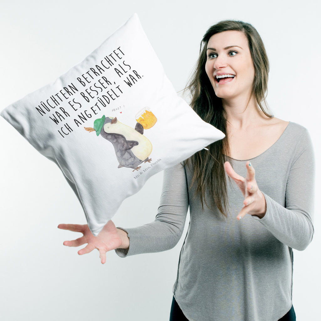 40x40 Kissen Pinguin Bier Kissenhülle, Kopfkissen, Sofakissen, Dekokissen, Motivkissen, Pinguin, Pinguine, Bier, Oktoberfest
