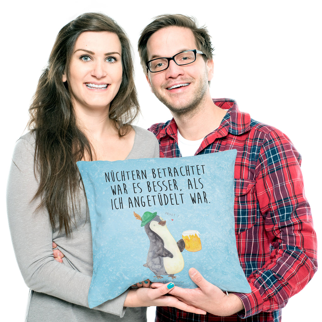 40x40 Kissen Pinguin Bier Kissenhülle, Kopfkissen, Sofakissen, Dekokissen, Motivkissen, Pinguin, Pinguine, Bier, Oktoberfest