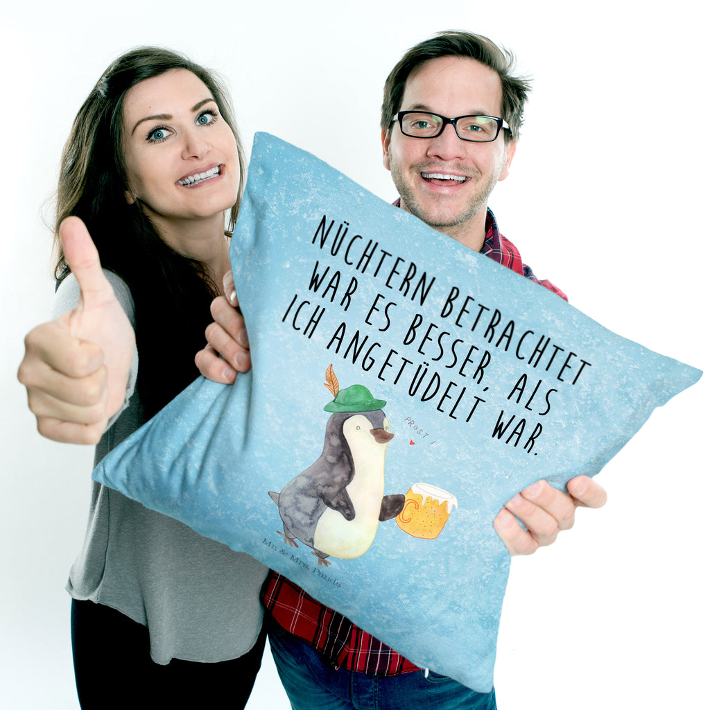 40x40 Kissen Pinguin Bier Kissenhülle, Kopfkissen, Sofakissen, Dekokissen, Motivkissen, Pinguin, Pinguine, Bier, Oktoberfest