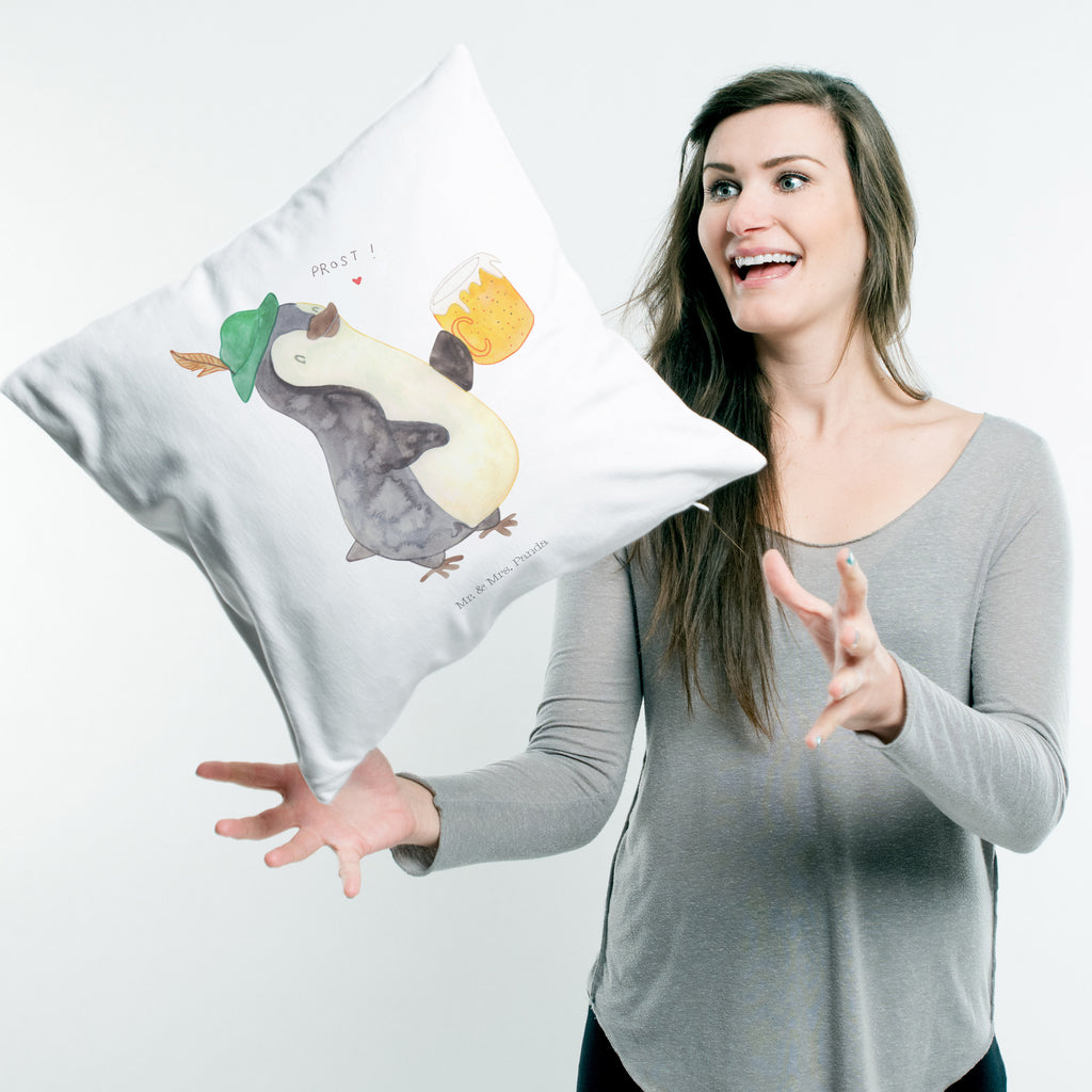 40x40 Kissen Pinguin Bier Kissenhülle, Kopfkissen, Sofakissen, Dekokissen, Motivkissen, Pinguin, Pinguine, Bier, Oktoberfest