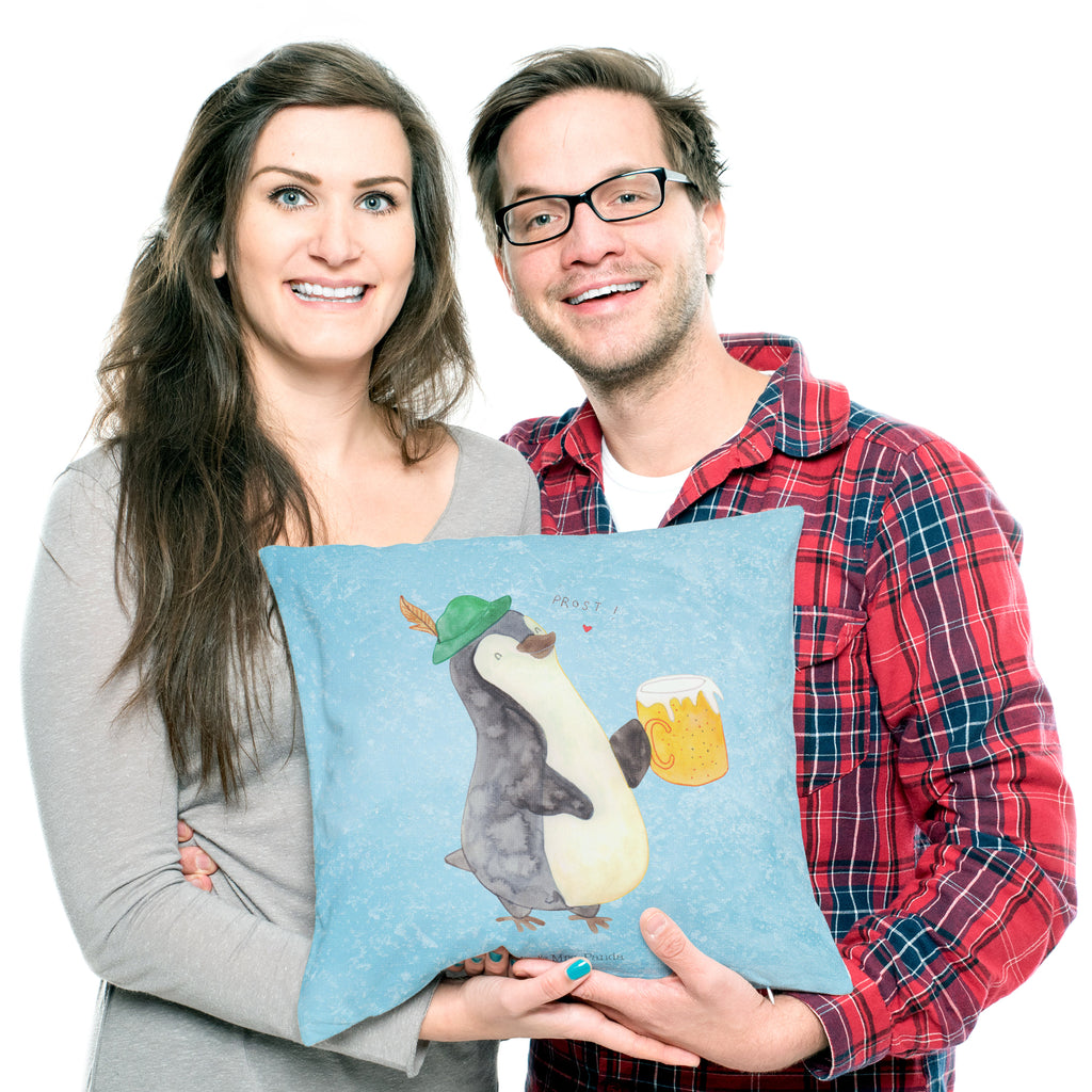 40x40 Kissen Pinguin Bier Kissenhülle, Kopfkissen, Sofakissen, Dekokissen, Motivkissen, Pinguin, Pinguine, Bier, Oktoberfest