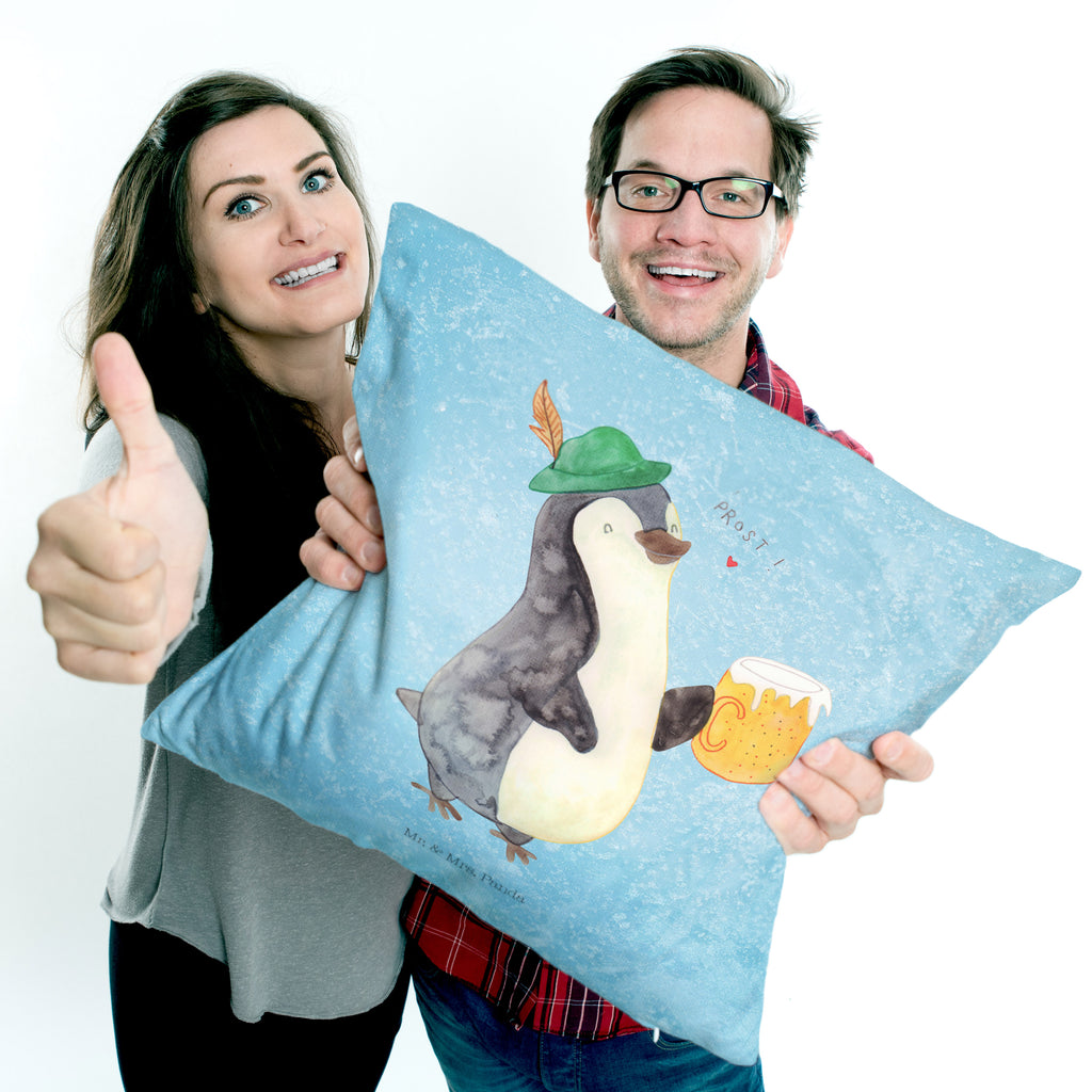 40x40 Kissen Pinguin Bier Kissenhülle, Kopfkissen, Sofakissen, Dekokissen, Motivkissen, Pinguin, Pinguine, Bier, Oktoberfest