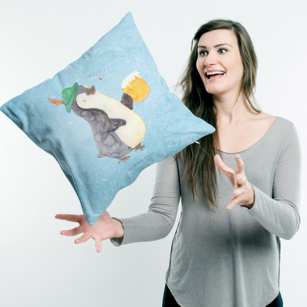 40x40 Kissen Pinguin Bier Kissenhülle, Kopfkissen, Sofakissen, Dekokissen, Motivkissen, Pinguin, Pinguine, Bier, Oktoberfest