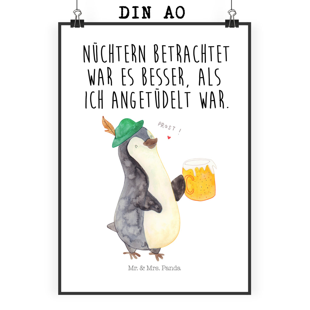 Poster Pinguin Bier Poster, Wandposter, Bild, Wanddeko, Küchenposter, Kinderposter, Wanddeko Bild, Raumdekoration, Wanddekoration, Handgemaltes Poster, Mr. & Mrs. Panda Poster, Designposter, Kunstdruck, Posterdruck, Pinguin, Pinguine, Bier, Oktoberfest