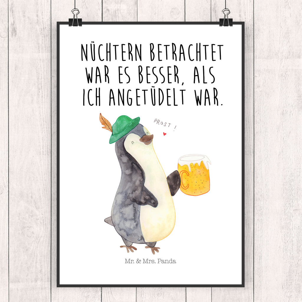 Poster Pinguin Bier Poster, Wandposter, Bild, Wanddeko, Küchenposter, Kinderposter, Wanddeko Bild, Raumdekoration, Wanddekoration, Handgemaltes Poster, Mr. & Mrs. Panda Poster, Designposter, Kunstdruck, Posterdruck, Pinguin, Pinguine, Bier, Oktoberfest