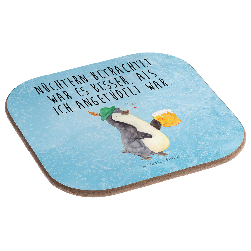 Quadratische Untersetzer Pinguin Bier Bierdeckel, Glasuntersetzer, Untersetzer Gläser, Getränkeuntersetzer, Pinguin, Pinguine, Bier, Oktoberfest