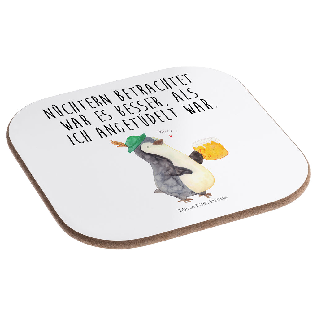Quadratische Untersetzer Pinguin Bier Bierdeckel, Glasuntersetzer, Untersetzer Gläser, Getränkeuntersetzer, Pinguin, Pinguine, Bier, Oktoberfest