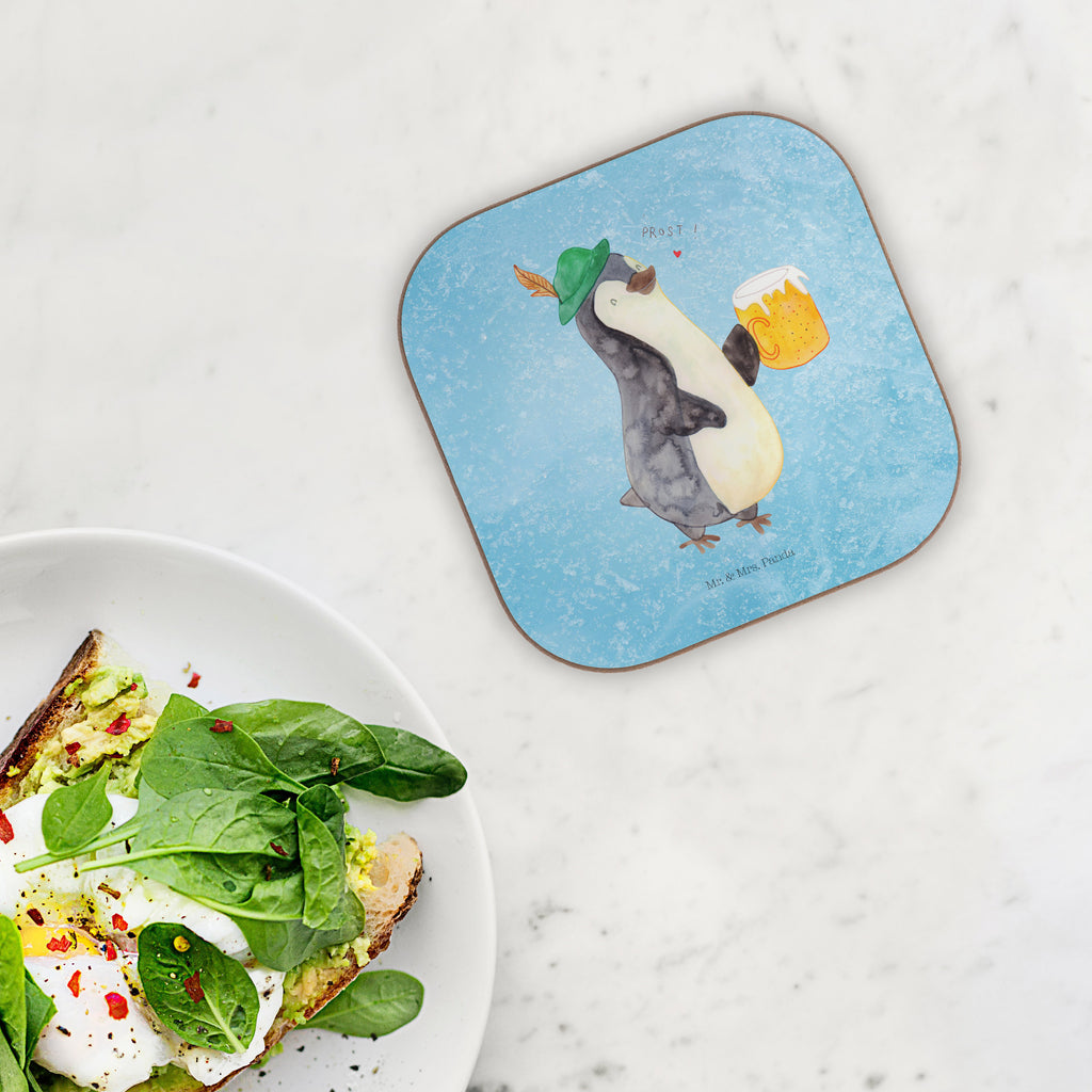 Quadratische Untersetzer Pinguin Bier Bierdeckel, Glasuntersetzer, Untersetzer Gläser, Getränkeuntersetzer, Pinguin, Pinguine, Bier, Oktoberfest
