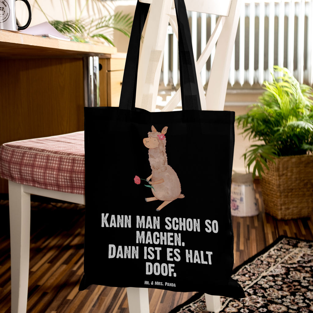 Tragetasche Alpaka Blume Beuteltasche, Beutel, Einkaufstasche, Jutebeutel, Stoffbeutel, Alpaka, Lama, Blume, Lamas, Alpaka Zitat, Alpaka Spruch, Alpaka Dekor, Alpaka Geschenk, Alpaka Dekoration, Alpaka Witz, Motiv Alpaka