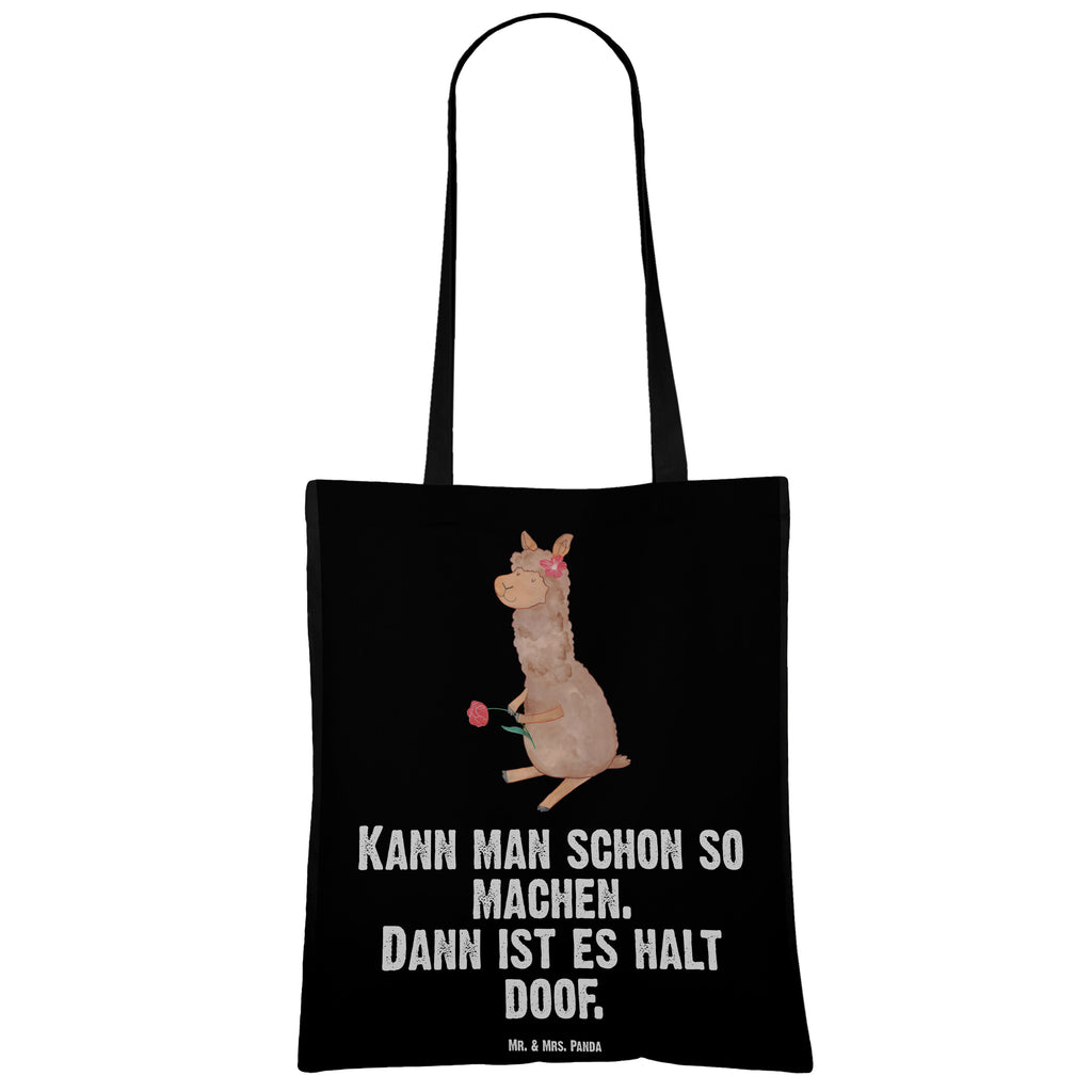 Tragetasche Alpaka Blume Beuteltasche, Beutel, Einkaufstasche, Jutebeutel, Stoffbeutel, Alpaka, Lama, Blume, Lamas, Alpaka Zitat, Alpaka Spruch, Alpaka Dekor, Alpaka Geschenk, Alpaka Dekoration, Alpaka Witz, Motiv Alpaka