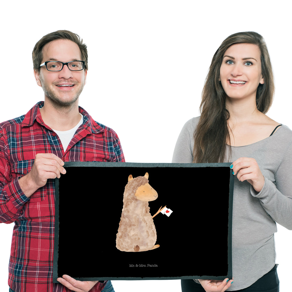 Fußmatte Alpaka Fahne Alpaka, Alpakas, Lama, Lamas, Liebe Türvorleger, Schmutzmatte, Fußabtreter, Matte, Schmutzfänger, Fußabstreifer, Schmutzfangmatte, Türmatte, Motivfußmatte,  Haustürmatte, Vorleger  Alpaka, Lama