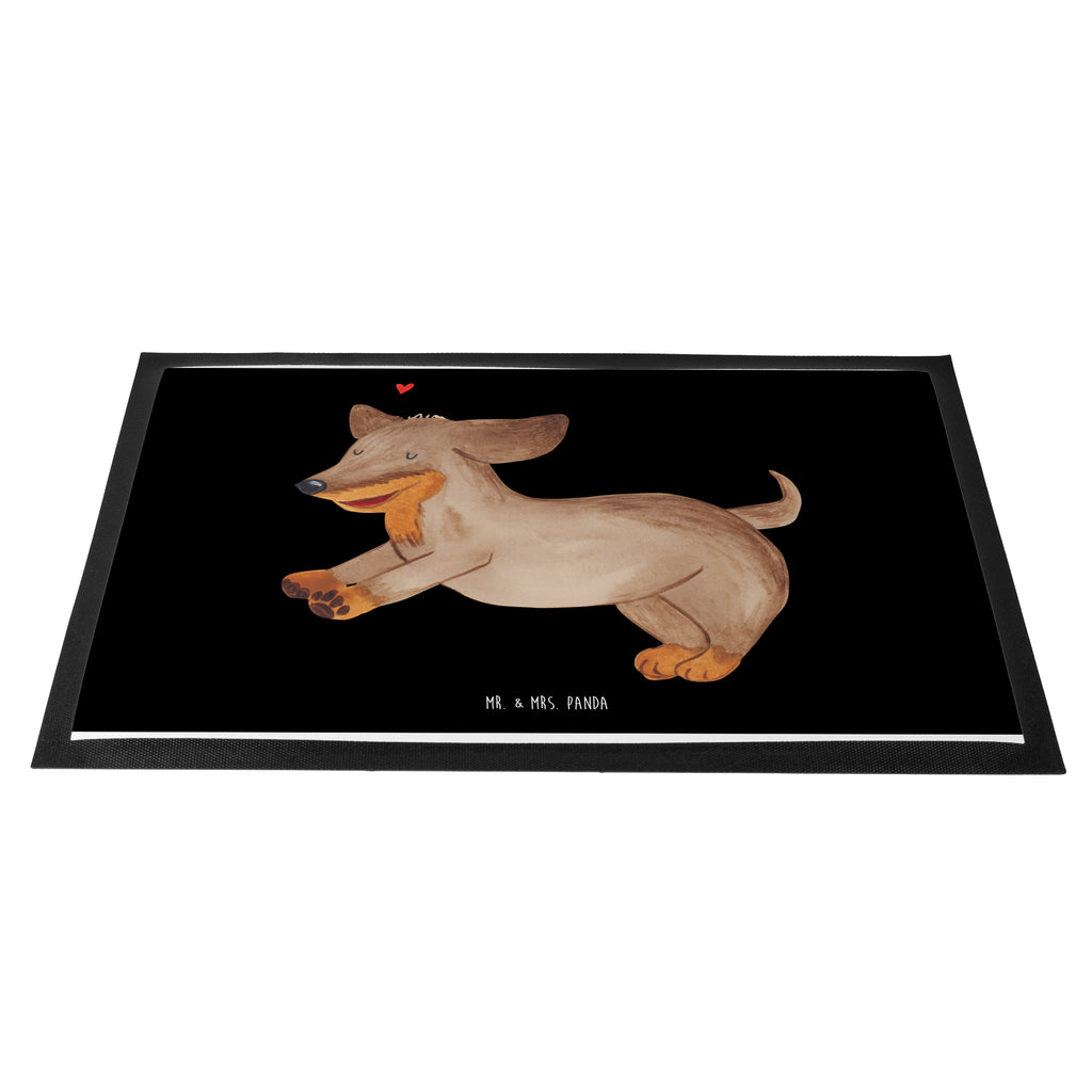 Fußmatte Hund Dackel fröhlich Hund, Hunde, Dackel, Dachshund, happy dog Türvorleger, Schmutzmatte, Fußabtreter, Matte, Schmutzfänger, Fußabstreifer, Schmutzfangmatte, Türmatte, Motivfußmatte,  Haustürmatte, Vorleger  Hund, Hundemotiv, Haustier, Hunderasse, Tierliebhaber, Hundebesitzer, Sprüche