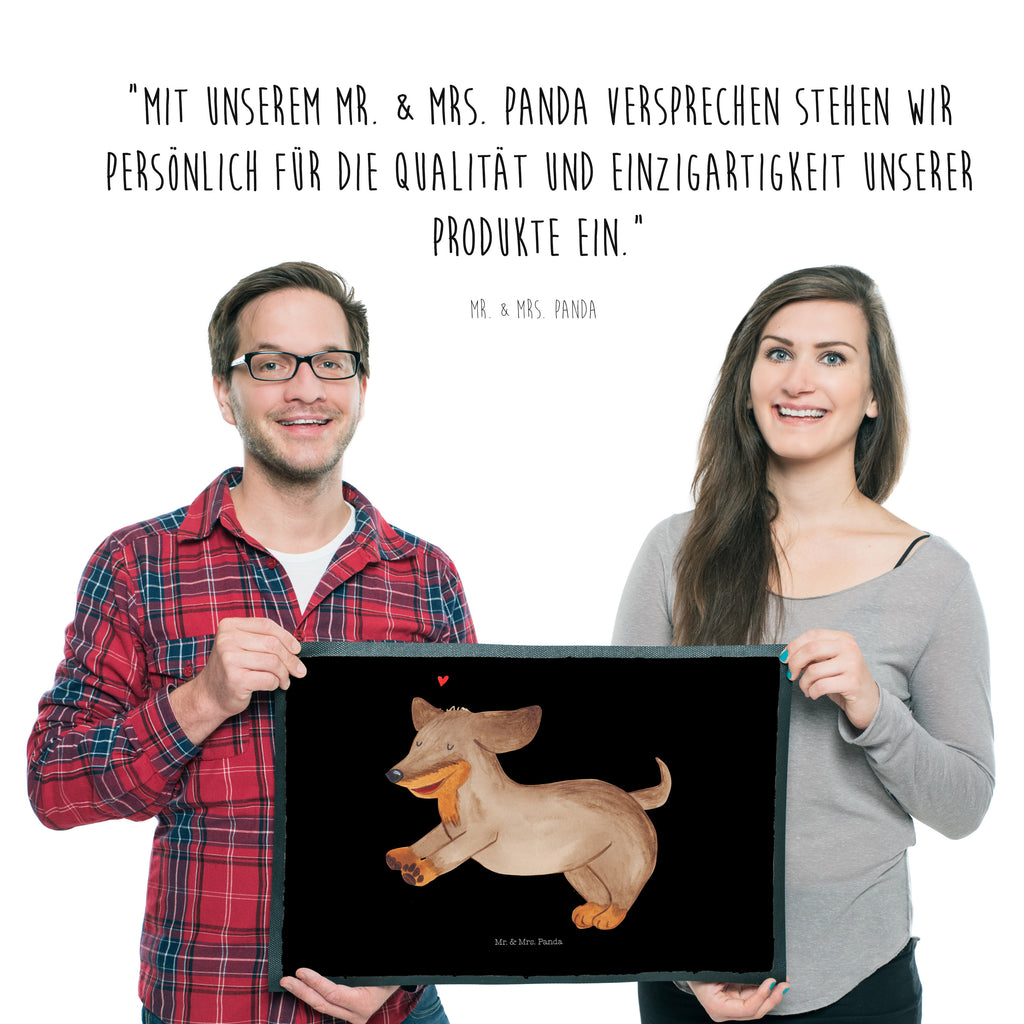 Fußmatte Hund Dackel fröhlich Hund, Hunde, Dackel, Dachshund, happy dog Türvorleger, Schmutzmatte, Fußabtreter, Matte, Schmutzfänger, Fußabstreifer, Schmutzfangmatte, Türmatte, Motivfußmatte,  Haustürmatte, Vorleger  Hund, Hundemotiv, Haustier, Hunderasse, Tierliebhaber, Hundebesitzer, Sprüche