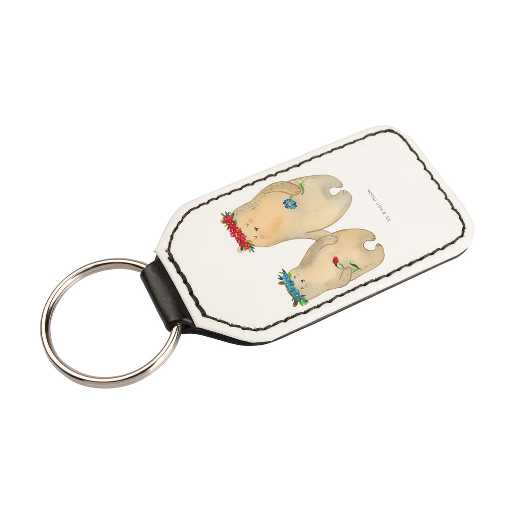 Rechteckig Schlüsselanhänger Bären mit Blumenkranz Schlüsselanhänger, Anhänger, Taschenanhänger, Glücksbringer, Schutzengel, Familie, Vatertag, Muttertag, Bruder, Schwester, Mama, Papa, Oma, Opa, Bär, Bären, Mutter, Mutti, Mami, Lieblingsmensch, Lieblingsmama, beste Mutter, weltbeste Mama, Geschenk Mama. Muttertag, Tochter, Kind, Kinder, Töchter, Family, Vorbild