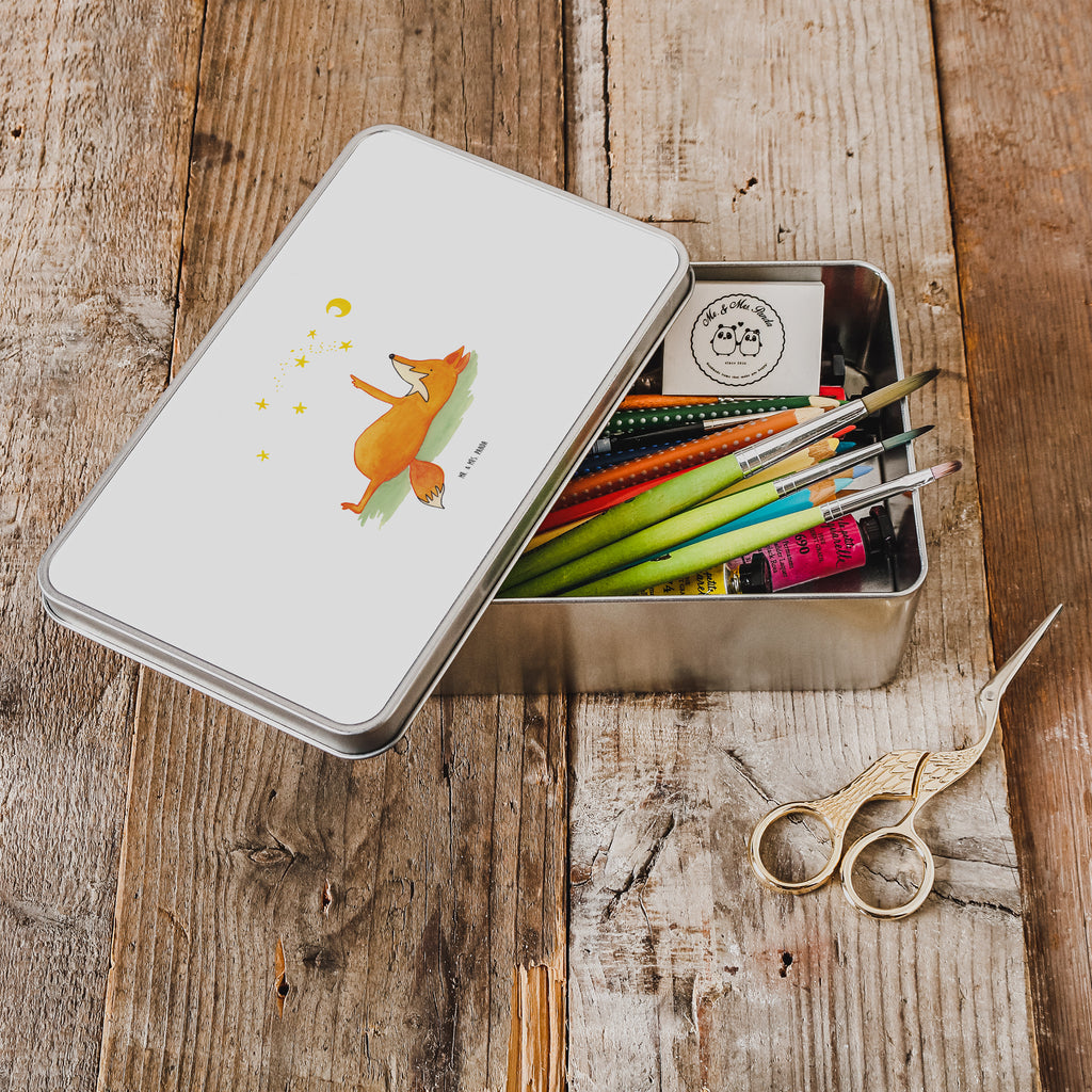 Metalldose rechteckig Fuchs Sterne Blechdose, Metalldose, Blechbox, Container, Keksdose, Vorratsdose, Vorratsbox, Döschen, Versperbox, Vesperdose, Aufbewahrungsdose, Aufbewahrungsbox, Aluminiumdose, Dose, Fuchs, Füchse, tröstende Worte, Spruch positiv, Spruch schön, Romantik, Always Look on the Bright Side of Life