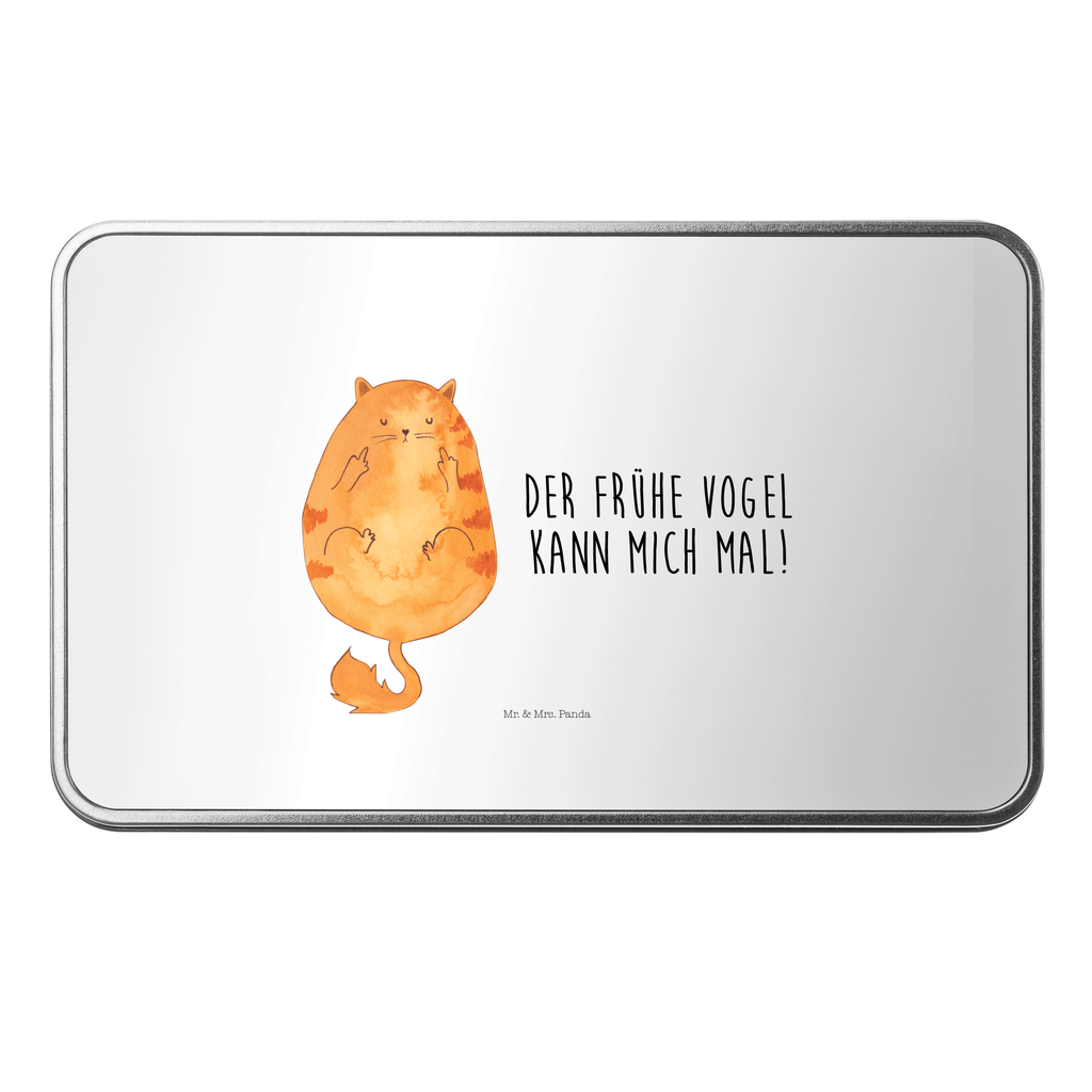 Metalldose rechteckig Katze Frühaufsteher Blechdose, Metalldose, Blechbox, Container, Keksdose, Vorratsdose, Vorratsbox, Döschen, Versperbox, Vesperdose, Aufbewahrungsdose, Aufbewahrungsbox, Aluminiumdose, Dose, Katze, Katzenmotiv, Katzenfan, Katzendeko, Katzenfreund, Katzenliebhaber, Katzenprodukte, Katzenartikel, Katzenaccessoires, Katzensouvenirs, Katzenliebhaberprodukte, Katzenmotive, Der frühe Vogel kann mich mal, Morgenmuffel, Frühaufsteher, Kaffee, Katzen, Kater, Mietze