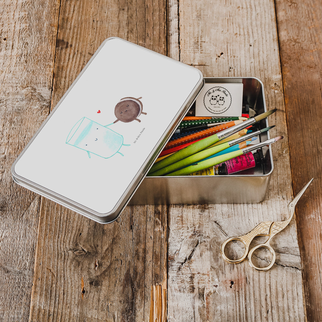 Metalldose rechteckig Milch & Keks Blechdose, Metalldose, Blechbox, Container, Keksdose, Vorratsdose, Vorratsbox, Döschen, Versperbox, Vesperdose, Aufbewahrungsdose, Aufbewahrungsbox, Aluminiumdose, Dose, Tiermotive, Gute Laune, lustige Sprüche, Tiere, Milk, Cookie, Milch, Keks, Kekse, Kaffee, Einladung Frühstück, Motiv süß, romantisch, perfektes Paar