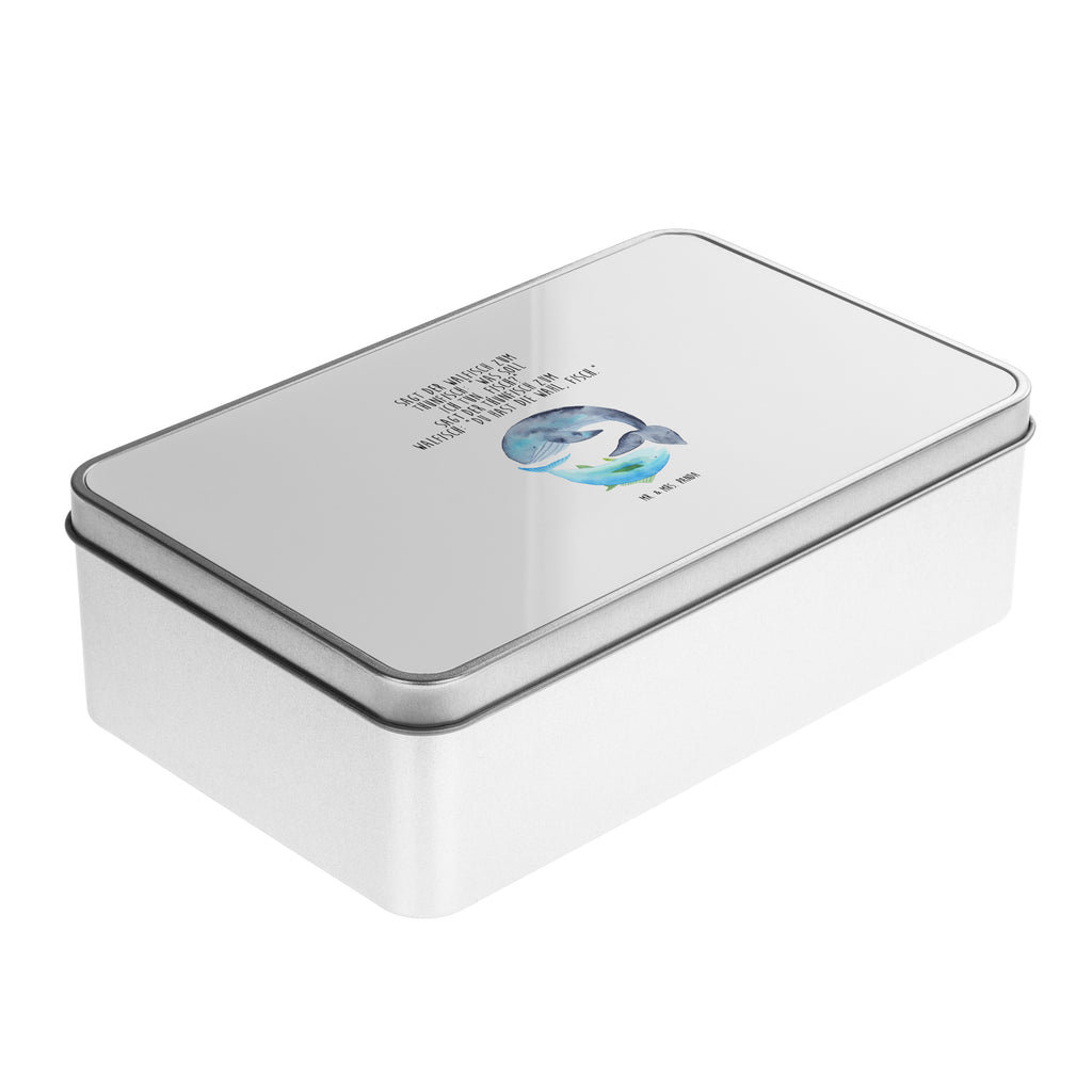 Metalldose rechteckig Walfisch & Thunfisch Blechdose, Metalldose, Blechbox, Container, Keksdose, Vorratsdose, Vorratsbox, Döschen, Versperbox, Vesperdose, Aufbewahrungsdose, Aufbewahrungsbox, Aluminiumdose, Dose, Tiermotive, Gute Laune, lustige Sprüche, Tiere, Wal, Wahl, Tunfisch, Wortwitz lustig, Spruch lustig, Flachwitz, Witz, Spruch des Tages, Flachwitz Geschenk