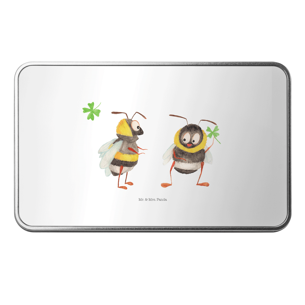 Metalldose rechteckig Hummeln mit Kleeblatt Blechdose, Metalldose, Blechbox, Container, Keksdose, Vorratsdose, Vorratsbox, Döschen, Versperbox, Vesperdose, Aufbewahrungsdose, Aufbewahrungsbox, Aluminiumdose, Dose, Tiermotive, Gute Laune, lustige Sprüche, Tiere, Hummel, Biene, Spruch positiv, Biene Deko, Spruch schön, glücklich sein, glücklich werden, Spruch fröhlich