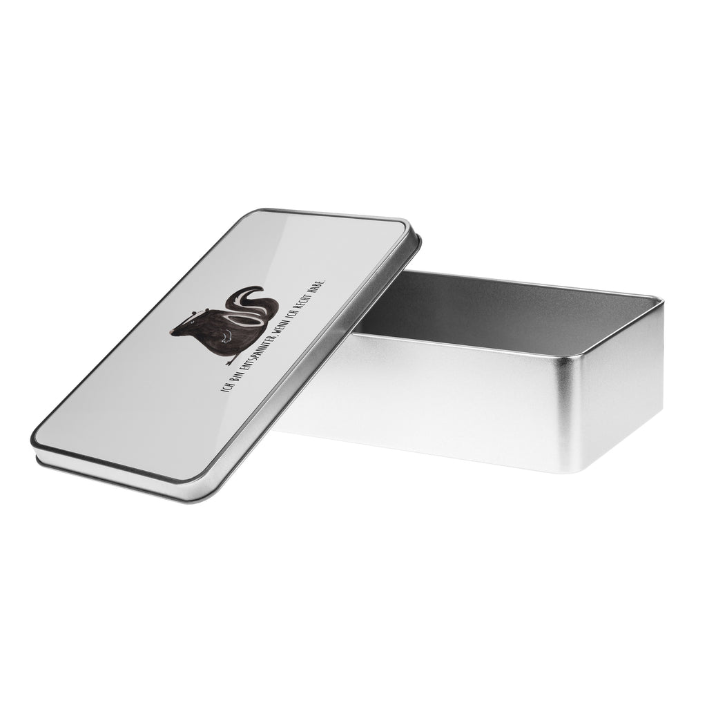 Metalldose rechteckig Stinktier sitzend Blechdose, Metalldose, Blechbox, Container, Keksdose, Vorratsdose, Vorratsbox, Döschen, Versperbox, Vesperdose, Aufbewahrungsdose, Aufbewahrungsbox, Aluminiumdose, Dose, Stinktier, Skunk, Wildtier, Raubtier, Stinker, Stinki, Spruch, Büro, Recht, Besserwisser