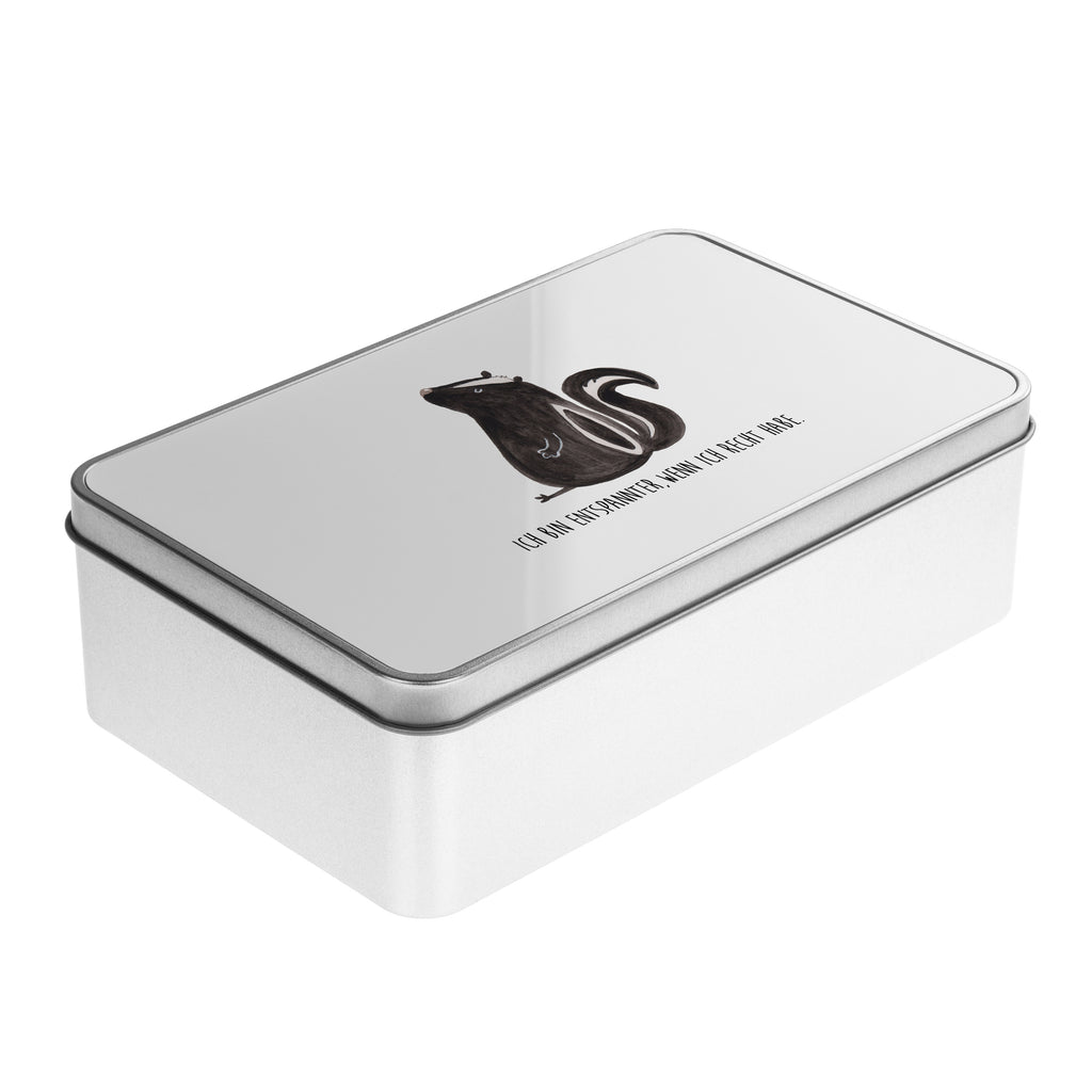 Metalldose rechteckig Stinktier sitzend Blechdose, Metalldose, Blechbox, Container, Keksdose, Vorratsdose, Vorratsbox, Döschen, Versperbox, Vesperdose, Aufbewahrungsdose, Aufbewahrungsbox, Aluminiumdose, Dose, Stinktier, Skunk, Wildtier, Raubtier, Stinker, Stinki, Spruch, Büro, Recht, Besserwisser