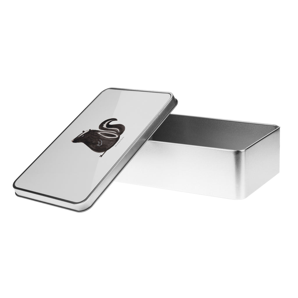 Metalldose rechteckig Stinktier sitzend Blechdose, Metalldose, Blechbox, Container, Keksdose, Vorratsdose, Vorratsbox, Döschen, Versperbox, Vesperdose, Aufbewahrungsdose, Aufbewahrungsbox, Aluminiumdose, Dose, Stinktier, Skunk, Wildtier, Raubtier, Stinker, Stinki, Spruch, Büro, Recht, Besserwisser