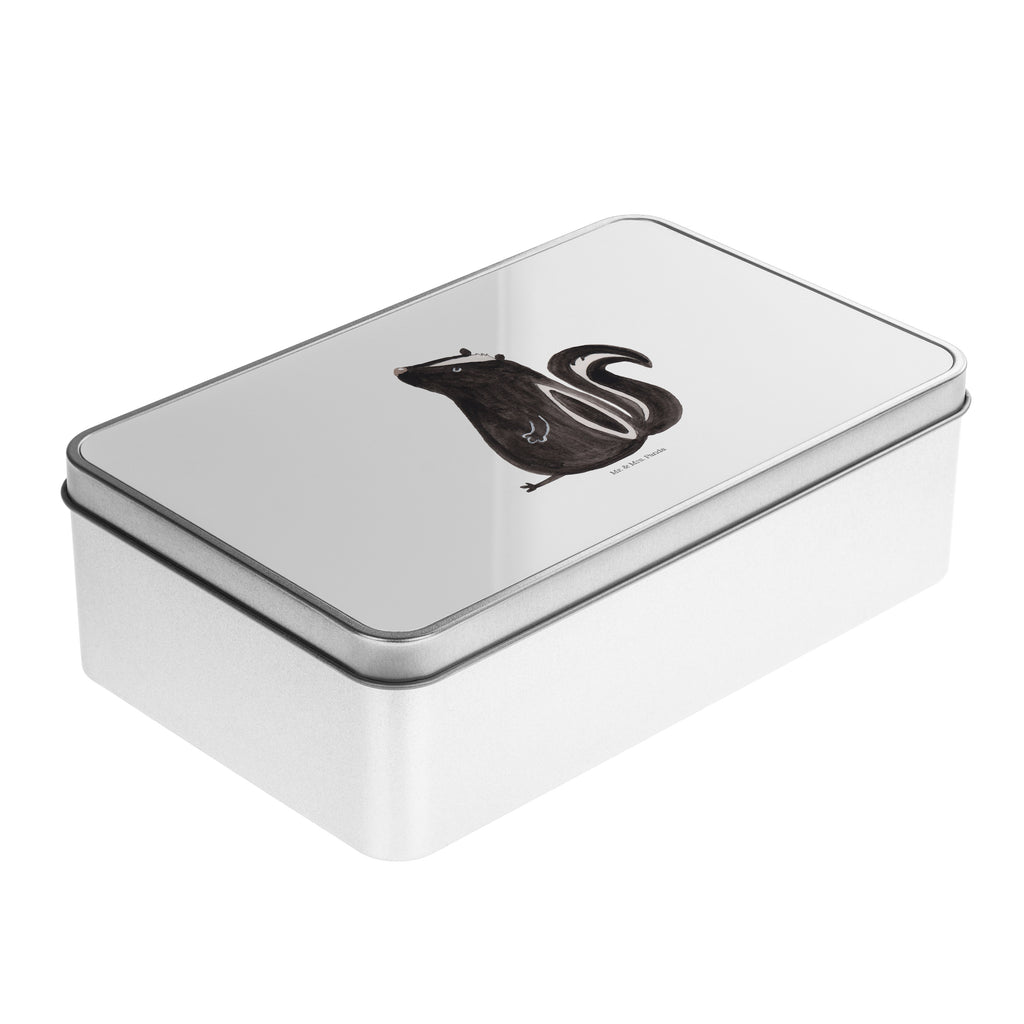 Metalldose rechteckig Stinktier sitzend Blechdose, Metalldose, Blechbox, Container, Keksdose, Vorratsdose, Vorratsbox, Döschen, Versperbox, Vesperdose, Aufbewahrungsdose, Aufbewahrungsbox, Aluminiumdose, Dose, Stinktier, Skunk, Wildtier, Raubtier, Stinker, Stinki, Spruch, Büro, Recht, Besserwisser