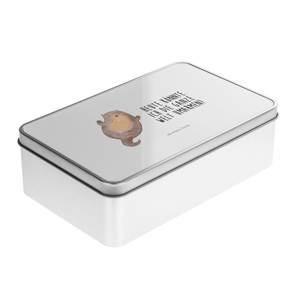 Metalldose rechteckig Otter Umarmen Blechdose, Metalldose, Blechbox, Container, Keksdose, Vorratsdose, Vorratsbox, Döschen, Versperbox, Vesperdose, Aufbewahrungsdose, Aufbewahrungsbox, Aluminiumdose, Dose, Otter, Fischotter, Seeotter, Otter Seeotter See Otter