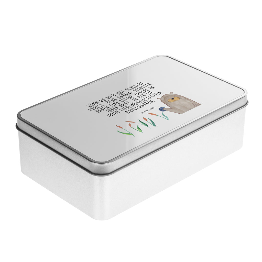 Metalldose rechteckig Otter mit Stein Blechdose, Metalldose, Blechbox, Container, Keksdose, Vorratsdose, Vorratsbox, Döschen, Versperbox, Vesperdose, Aufbewahrungsdose, Aufbewahrungsbox, Aluminiumdose, Dose, Otter, Fischotter, Seeotter, Otter Seeotter See Otter