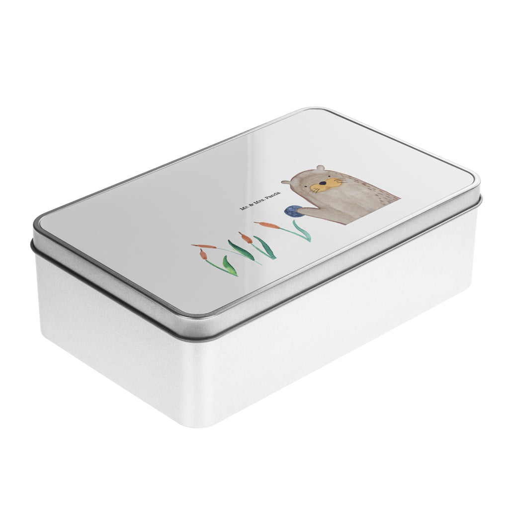 Metalldose rechteckig Otter mit Stein Blechdose, Metalldose, Blechbox, Container, Keksdose, Vorratsdose, Vorratsbox, Döschen, Versperbox, Vesperdose, Aufbewahrungsdose, Aufbewahrungsbox, Aluminiumdose, Dose, Otter, Fischotter, Seeotter, Otter Seeotter See Otter