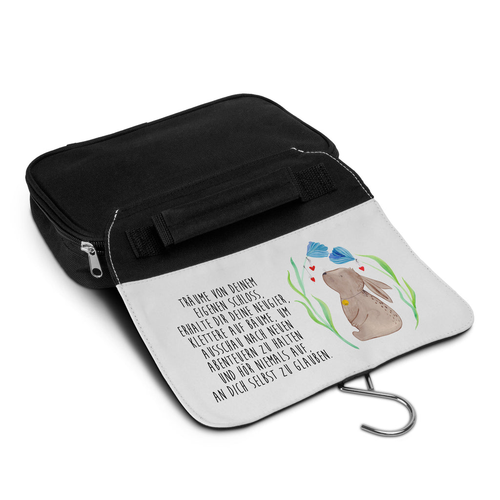 Kulturbeutel Hase Blume Kulturbeutel, Zum Aufhängen, Waschtasche, Kosmetiktasche, Damen, Herren, Aufbewahrungstasche, Schminktasche, Kosmetikbeutel, Organizer, Kulturtasche, Schminkutensil, Ostern, Osterhase, Ostergeschenke, Osternest, Osterdeko, Geschenk zu Ostern, Hase, Kaninchen, Kind, Taufe, Taufgeschenk, Geburt, Schwangerschaft, erstes Kind, Kindergeburtstag, Geburtstag, Hoffnung, Träume