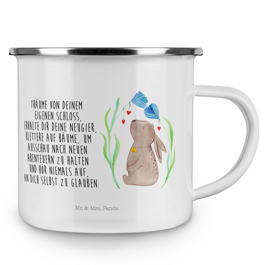 Camping Emaille Tasse Hase Blume Campingtasse, Trinkbecher, Metalltasse, Outdoor Tasse, Emaille Trinkbecher, Blechtasse Outdoor, Emaille Campingbecher, Edelstahl Trinkbecher, Metalltasse für Camping, Kaffee Blechtasse, Camping Tasse Metall, Ostern, Osterhase, Ostergeschenke, Osternest, Osterdeko, Geschenk zu Ostern, Hase, Kaninchen, Kind, Taufe, Taufgeschenk, Geburt, Schwangerschaft, erstes Kind, Kindergeburtstag, Geburtstag, Hoffnung, Träume