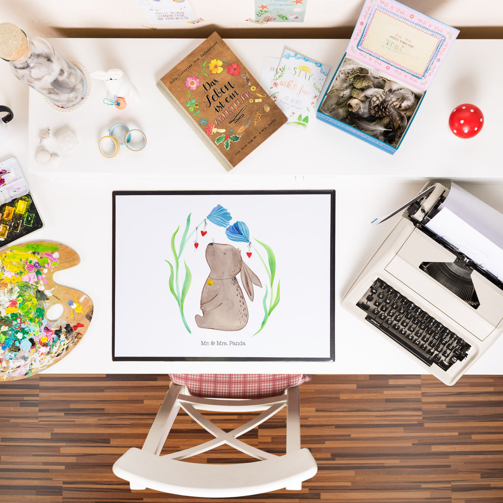 Schreibtischunterlage Hase Blume Schreibunterlage, Schreibtischauflage, Bürobedarf, Büroartikel, Schreibwaren, Schreibtisch Unterlagen, Schreibtischunterlage Groß, Ostern, Osterhase, Ostergeschenke, Osternest, Osterdeko, Geschenk zu Ostern, Hase, Kaninchen, Kind, Taufe, Taufgeschenk, Geburt, Schwangerschaft, erstes Kind, Kindergeburtstag, Geburtstag, Hoffnung, Träume