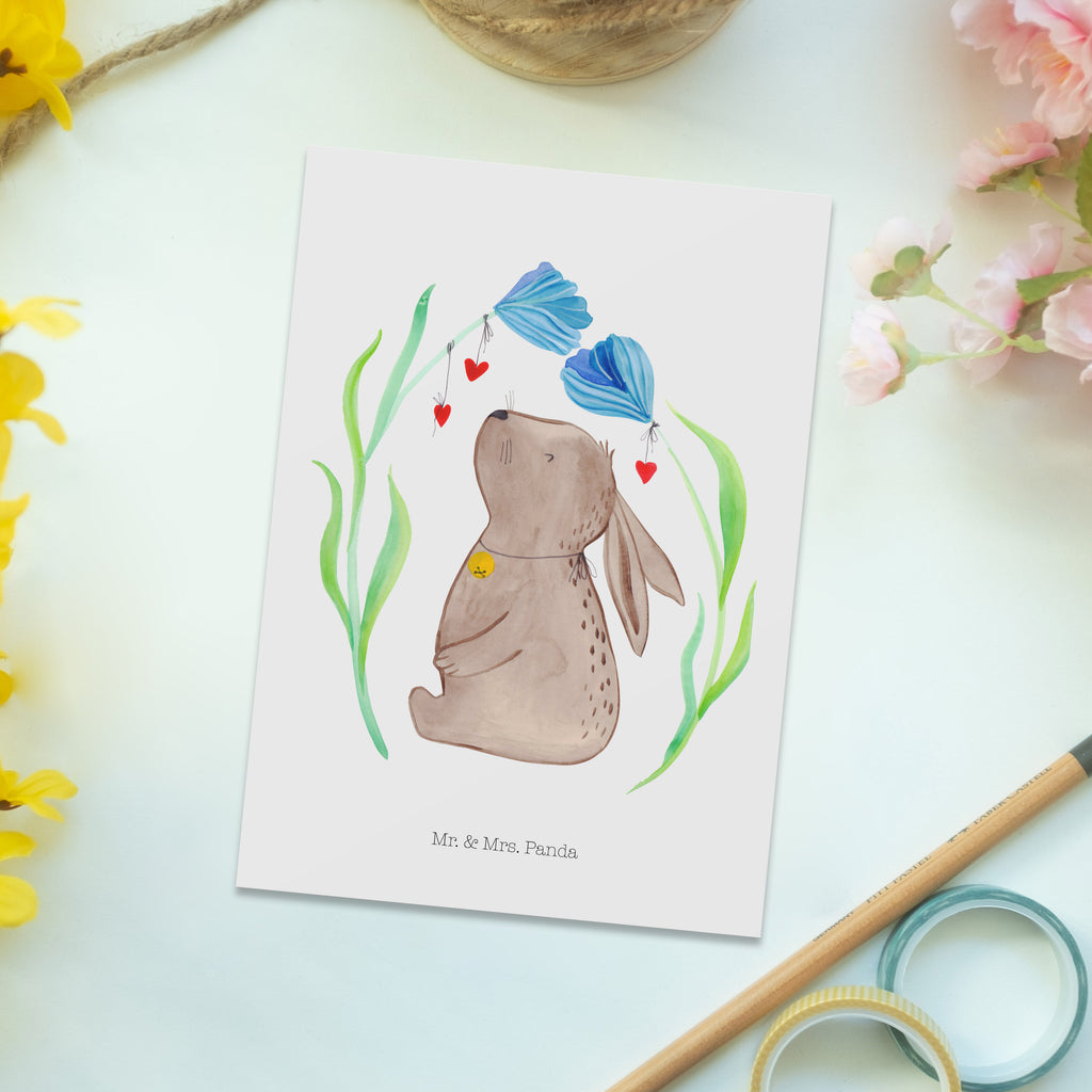 Postkarte Hase Blume Geschenkkarte, Grußkarte, Karte, Einladung, Ansichtskarte, Geburtstagskarte, Einladungskarte, Dankeskarte, Ostern, Osterhase, Ostergeschenke, Osternest, Osterdeko, Geschenk zu Ostern, Hase, Kaninchen, Kind, Taufe, Taufgeschenk, Geburt, Schwangerschaft, erstes Kind, Kindergeburtstag, Geburtstag, Hoffnung, Träume