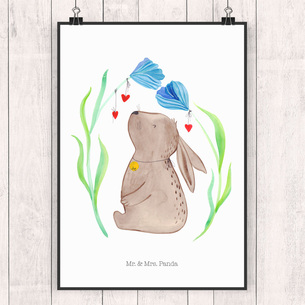 Poster Hase Blume Poster, Wandposter, Bild, Wanddeko, Küchenposter, Kinderposter, Wanddeko Bild, Raumdekoration, Wanddekoration, Handgemaltes Poster, Mr. & Mrs. Panda Poster, Designposter, Kunstdruck, Posterdruck, Ostern, Osterhase, Ostergeschenke, Osternest, Osterdeko, Geschenk zu Ostern, Hase, Kaninchen, Kind, Taufe, Taufgeschenk, Geburt, Schwangerschaft, erstes Kind, Kindergeburtstag, Geburtstag, Hoffnung, Träume