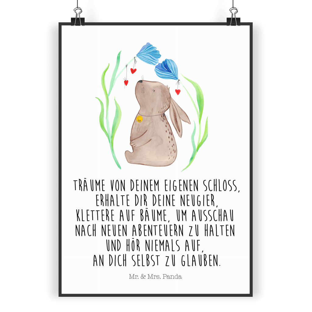 Poster Hase Blume Poster, Wandposter, Bild, Wanddeko, Küchenposter, Kinderposter, Wanddeko Bild, Raumdekoration, Wanddekoration, Handgemaltes Poster, Mr. & Mrs. Panda Poster, Designposter, Kunstdruck, Posterdruck, Ostern, Osterhase, Ostergeschenke, Osternest, Osterdeko, Geschenk zu Ostern, Hase, Kaninchen, Kind, Taufe, Taufgeschenk, Geburt, Schwangerschaft, erstes Kind, Kindergeburtstag, Geburtstag, Hoffnung, Träume
