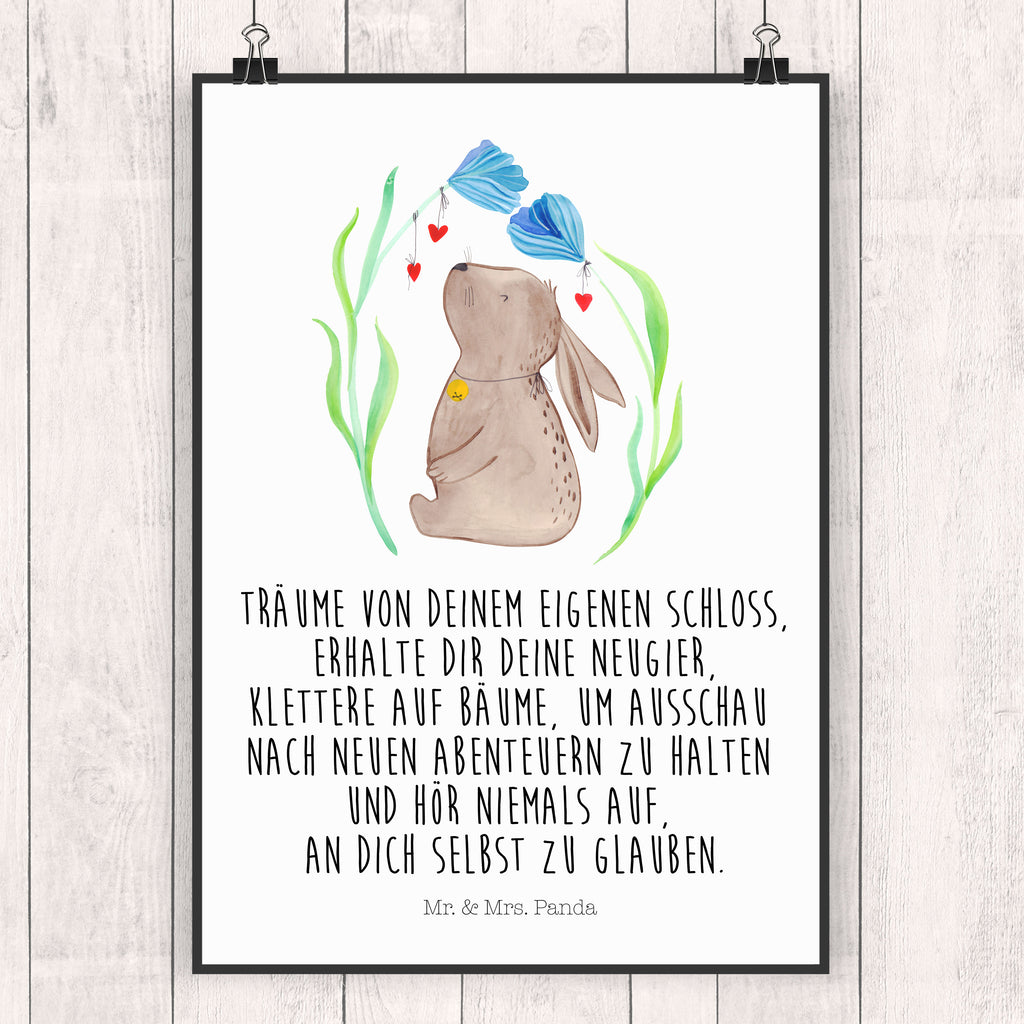 Poster Hase Blume Poster, Wandposter, Bild, Wanddeko, Küchenposter, Kinderposter, Wanddeko Bild, Raumdekoration, Wanddekoration, Handgemaltes Poster, Mr. & Mrs. Panda Poster, Designposter, Kunstdruck, Posterdruck, Ostern, Osterhase, Ostergeschenke, Osternest, Osterdeko, Geschenk zu Ostern, Hase, Kaninchen, Kind, Taufe, Taufgeschenk, Geburt, Schwangerschaft, erstes Kind, Kindergeburtstag, Geburtstag, Hoffnung, Träume