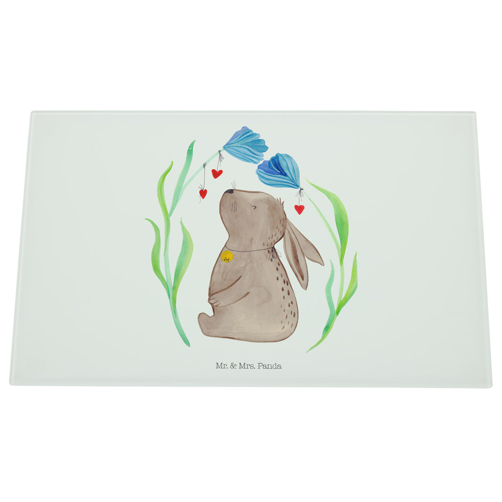 Medium Glas Schneidbrett Hase Blume Glasschneidebrett, Schneidebrett, Ostern, Osterhase, Ostergeschenke, Osternest, Osterdeko, Geschenk zu Ostern, Hase, Kaninchen, Kind, Taufe, Taufgeschenk, Geburt, Schwangerschaft, erstes Kind, Kindergeburtstag, Geburtstag, Hoffnung, Träume