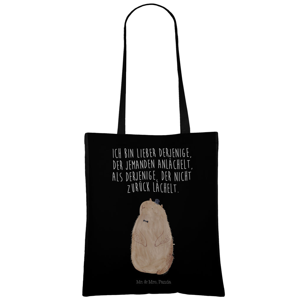 Tragetasche Murmeltier Beuteltasche, Beutel, Einkaufstasche, Jutebeutel, Stoffbeutel, Tiermotive, Gute Laune, lustige Sprüche, Tiere, Murmeltier, Knigge, Fröhlichkeit, Freundlichkeit, Respekt, Anstand
