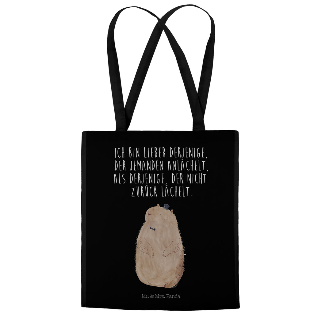 Tragetasche Murmeltier Beuteltasche, Beutel, Einkaufstasche, Jutebeutel, Stoffbeutel, Tiermotive, Gute Laune, lustige Sprüche, Tiere, Murmeltier, Knigge, Fröhlichkeit, Freundlichkeit, Respekt, Anstand